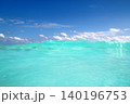 blue turquoise wave caribbean sea water foam 140196753