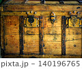 Old wooden chest, trunk in golden color 140196765