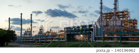 Oil and Gas Refinery Petroleum Plant or Petrochemical Industry plant building at Twilight Sunset Sky Oil and Gas Refinery Petroleum Plant or Petrochemical Industry plant building at Twilight Sunset Sky 140196962