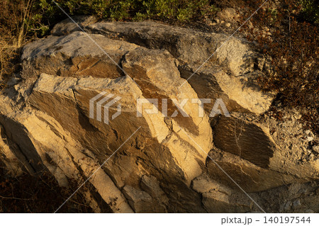 Large Rock Formation with Layered Stone Texture Large Rock Formation with Layered Stone Texture 140197544