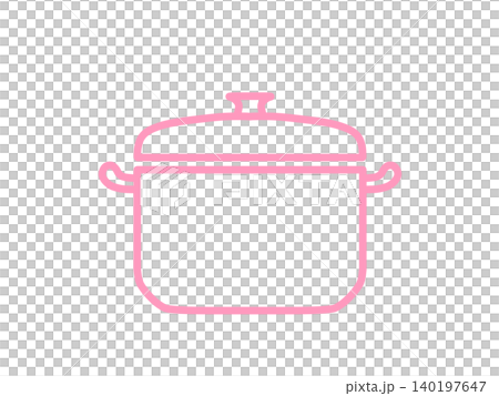 ピンクの鍋アウトラインアイコン 料理・調理器具・キッチンイメージ ピンクの鍋アウトラインアイコン 料理・調理器具・キッチンイメージ 140197647