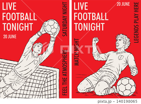 サッカーの試合プロモーション、スポーツイベントのフライヤー、ファン向けインテリア、スタジアム広告、そ 140198065