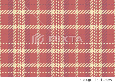 Old-fashioned fabric plaid vector, comfortable check seamless pattern. Slim background textile tartan texture in red and light colors. Old-fashioned fabric plaid vector, comfortable check seamless pattern. Slim background textile tartan texture in red and light colors. 140198069