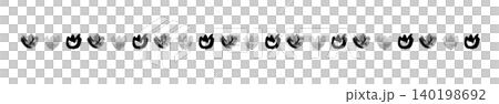 [Transparent Background] A decorative border with flower-like shapes drawn in ink on paper. 140198692