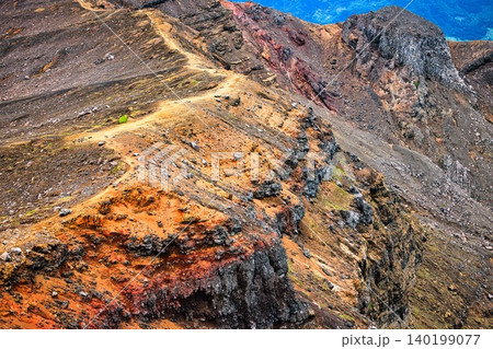 活火山の阿蘇山の稜線 活火山の阿蘇山の稜線 140199077
