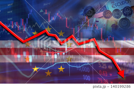 Cape Verde financial fall on economy market. Cape Verdean financial crisis on economic graph 140199286