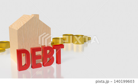 Home Debt Crisis With Golden Coins 3d render. Home Debt Crisis With Golden Coins 3d render. 140199603
