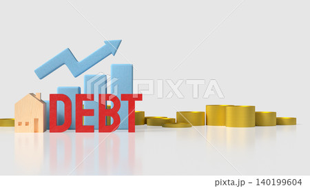 Rising Home Debt With Financial Growth Chart 3d render. 140199604