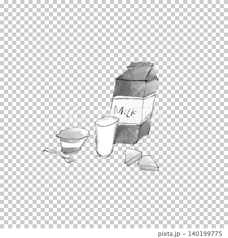 乳製品插圖，單色。 140199775
