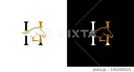 The logo design with the initial letter H is combined with a modern and luxury horse head symbol 140200020