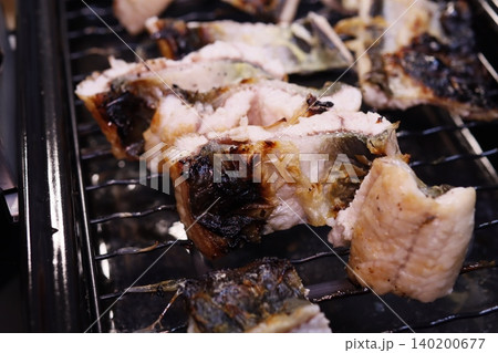 Grilled Fish on Charcoal Grill 140200677