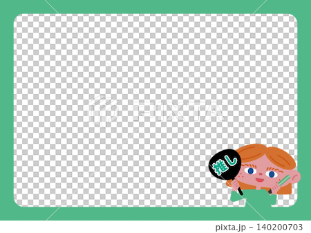 Vector illustration frame material of a girl engaging in fan activities (green) Vector illustration frame material of a girl engaging in fan activities (green) 140200703