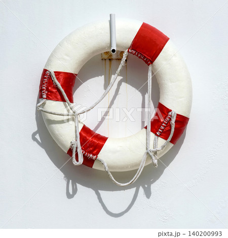 life preserver on the white wall life preserver on the white wall 140200993