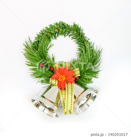 christmas tree and decorations on white background 140201017