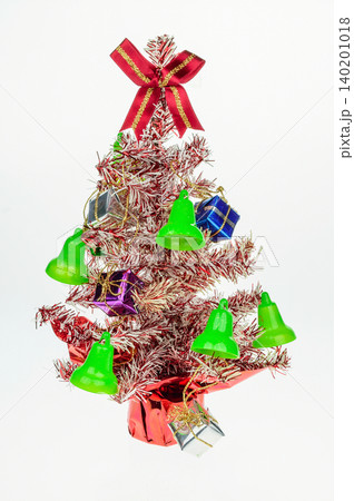 christmas tree and decorations on white background 140201018