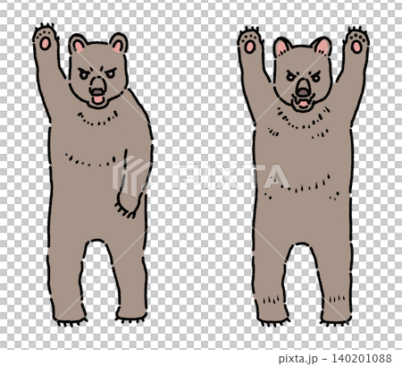 A full-body illustration of a bear with its paws raised in a threatening manner. A full-body illustration of a bear with its paws raised in a threatening manner. 140201088