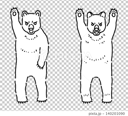 手を上げて威嚇している熊の全身イラスト 140201090