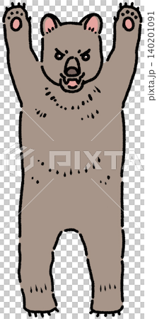 A color illustration of a bear raising its paw in a threatening manner. A color illustration of a bear raising its paw in a threatening manner. 140201091
