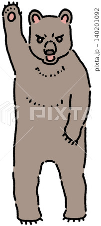 手を上げて威嚇している熊のカラーイラスト 手を上げて威嚇している熊のカラーイラスト 140201092