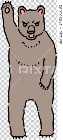 手を上げて威嚇している熊のカラーイラスト 手を上げて威嚇している熊のカラーイラスト 140201092