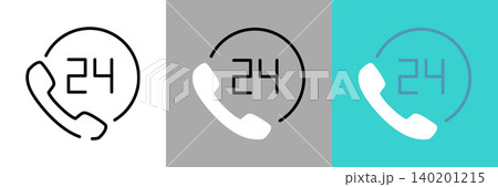 24時間電話受付のシンプルなベクターアイコン 24時間電話受付のシンプルなベクターアイコン 140201215