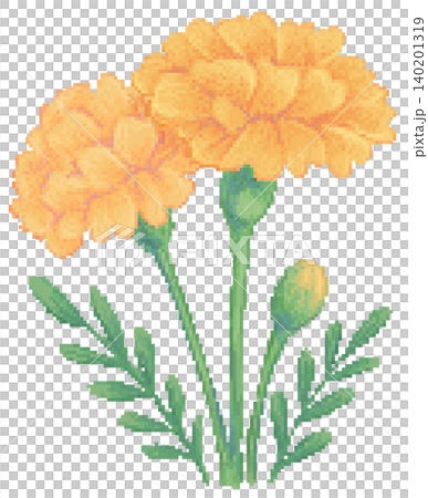 Marigold flower in pixel art Marigold flower in pixel art 140201319