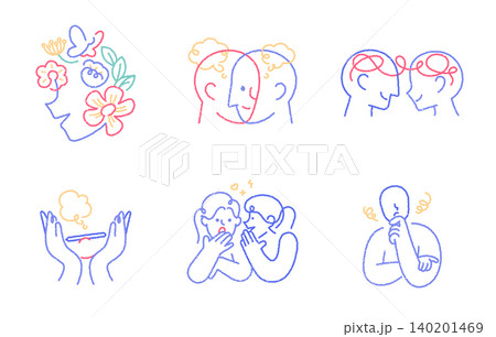 human connection concept emotional symbol roughen line textured illustration human connection concept emotional symbol roughen line textured illustration 140201469