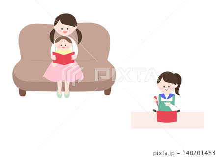 フラットでかわいいヤングケアラーのイメージイラスト フラットでかわいいヤングケアラーのイメージイラスト 140201483