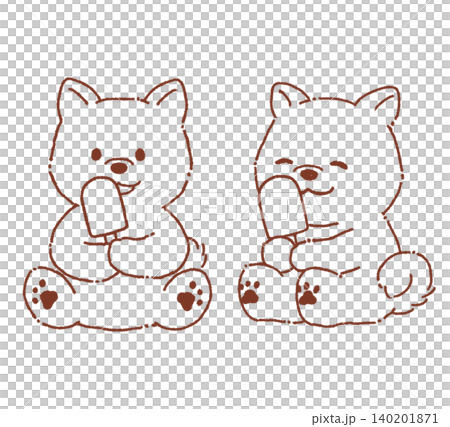 柴犬吃冰淇淋(線描) 柴犬吃冰淇淋(線描) 140201871