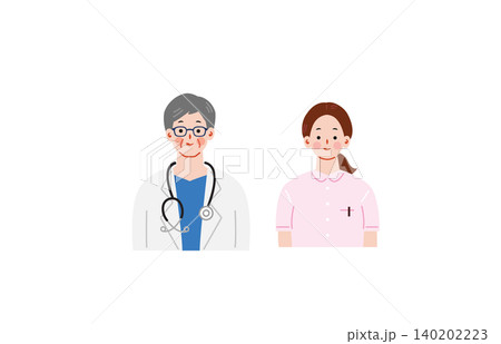 男性医師と女性看護師のイラスト 140202223