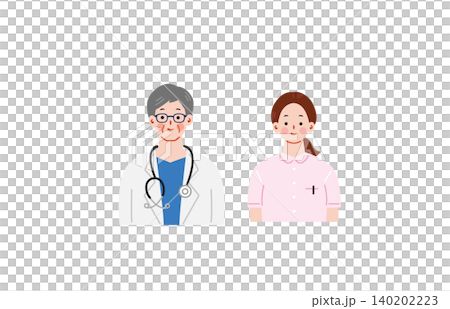 一位男醫生和一名女護士的插圖 一位男醫生和一名女護士的插圖 140202223