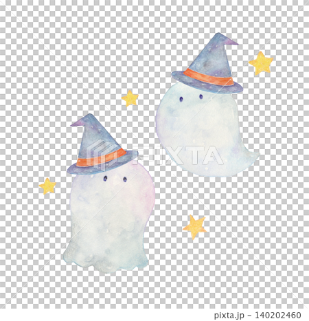 萬聖節幽靈水彩畫 / 戴著帽子的幽靈 140202460