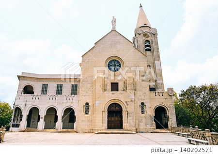 Facade architecture of historic heritage building Our Lady of Penha Chapel founded in 1622 on Penha Hill in Macau China Facade architecture of historic heritage building Our Lady of Penha Chapel founded in 1622 on Penha Hill in Macau China 140202571