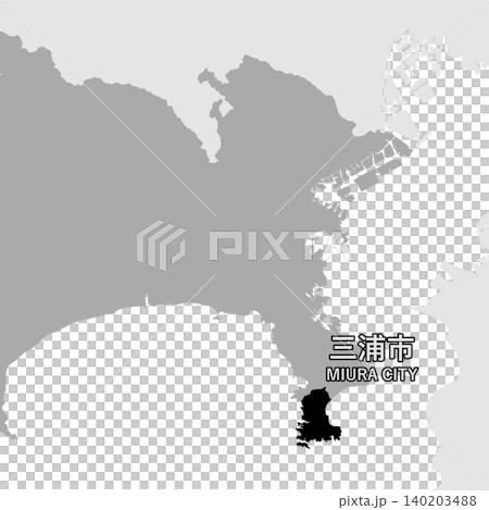日本のベクターイラスト地図素材:神奈川県三浦市全体地図 日本のベクターイラスト地図素材:神奈川県三浦市全体地図 140203488