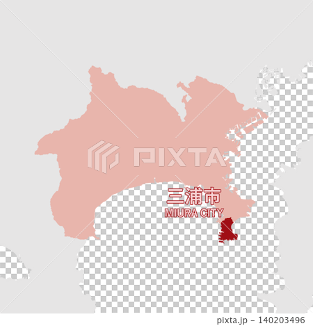 日本のベクターイラスト地図素材:神奈川県三浦市全体地図 日本のベクターイラスト地図素材:神奈川県三浦市全体地図 140203496