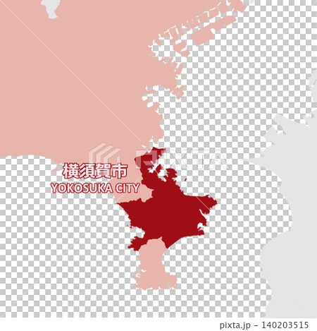日本のベクターイラスト地図素材：神奈川県横須賀市全体地図 140203515