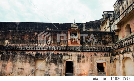 Amber Fort Jaipur Courtyard with Arched Corridors and Historic A Amber Fort Jaipur Courtyard with Arched Corridors and Historic A 140203598