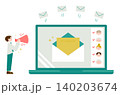 パソコンから顧客へメールを送るビジネスマン リストマーケティングとメール配信のイメージ 140203674