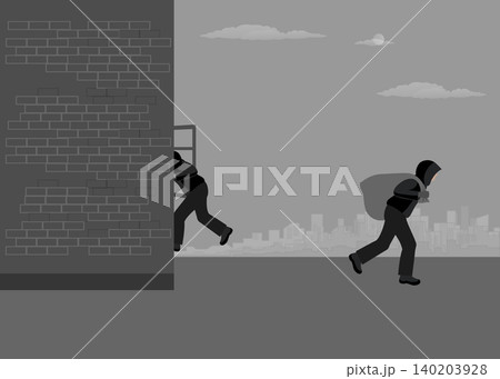 Burglars Escaping from House Window Stock Illustration 140203928