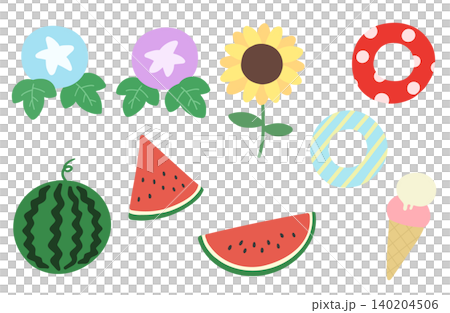 一組以夏天為靈感的可愛插畫。 一組以夏天為靈感的可愛插畫。 140204506