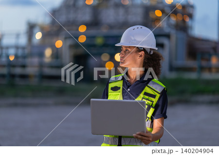 Professional Engineer work at offshore oil and gas refinery field survey petroleum industry plant. Professional Engineer work at offshore oil and gas refinery field survey petroleum industry plant. 140204904