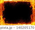 炎のフレームと火花が舞う燃焼背景素材｜ファイヤーボーダー・熱エネルギー・ブラックスペース 140205170