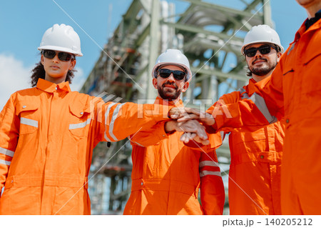 Group of Professional Engineer Team Portrait Together Teamwork Proud Success expert field working. 140205212