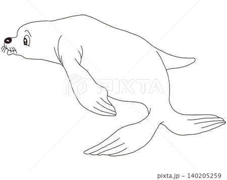 手書き動物イラスト☆アザラシ 手書き動物イラスト☆アザラシ 140205259