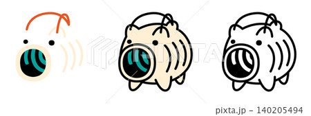ポップでかわいい蚊取り線香のイラストセット ポップでかわいい蚊取り線香のイラストセット 140205494
