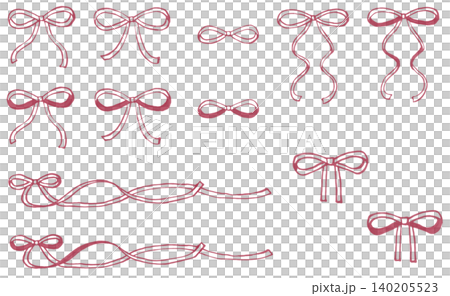 A set of thin red ribbons drawn with a softly colored marker. A set of thin red ribbons drawn with a softly colored marker. 140205523