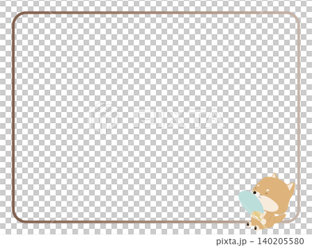 うちわで扇ぐ柴犬のフレーム 140205580