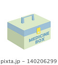 「MEDICINE BOX」と書かれた救急箱のベクターイラスト 140206299