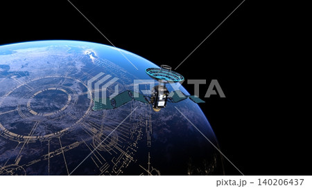 人工衛星と地球 人工衛星と地球 140206437