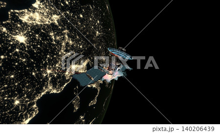 人工衛星と地球 140206439